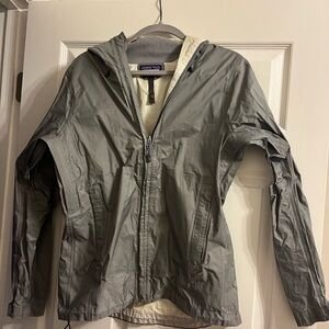 Gray Patagonia rain jacket